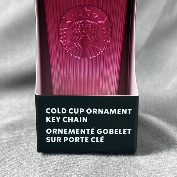 Starbucks Cold Cup Key Chain‎ Ornament Pleated Hot Pink Ombre 3" Tall 2024 Gifts - Picture 2 of 9